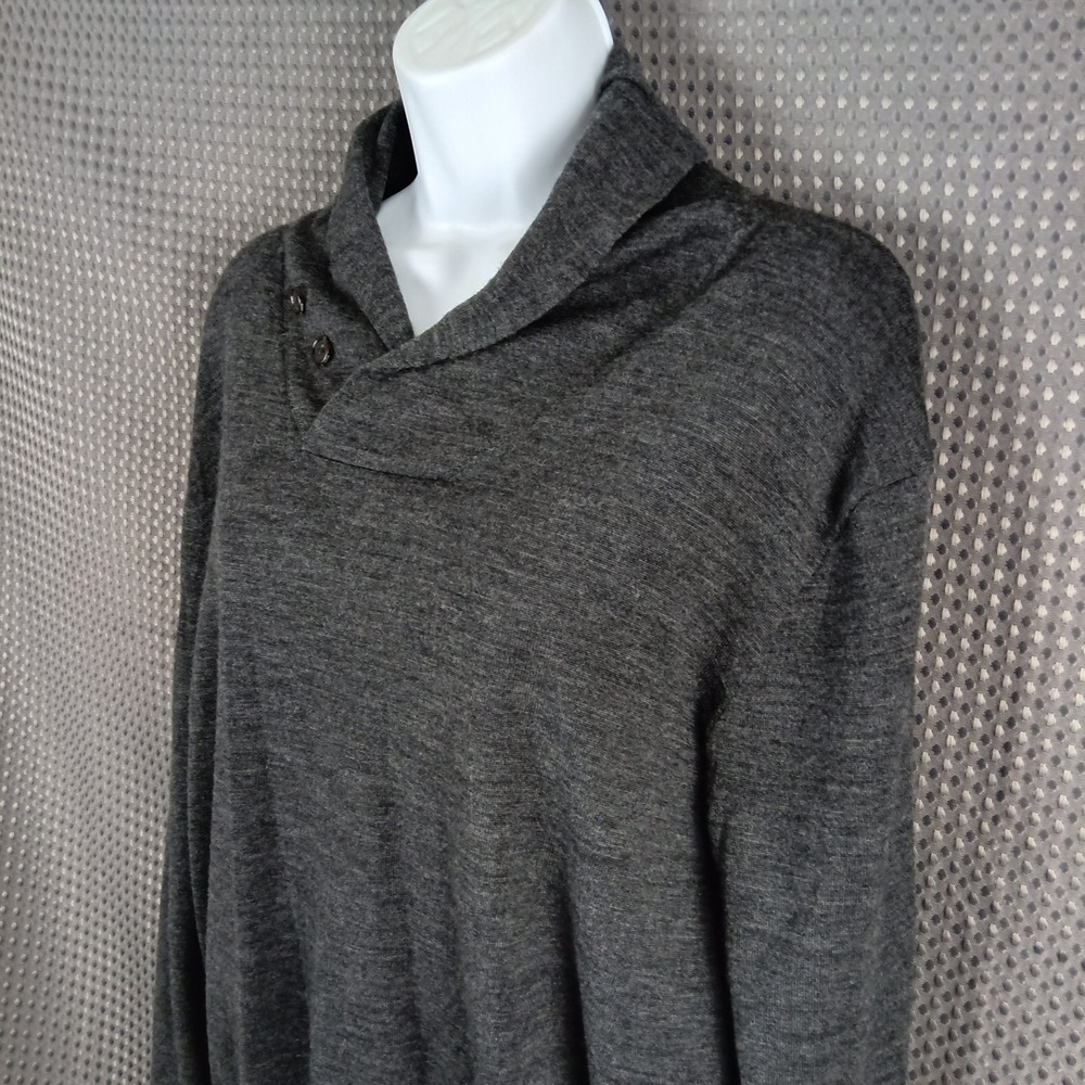 Polo Ralph‎ Lauren Womens Merino Wool Sweater Shawl Collar Gray Button Large